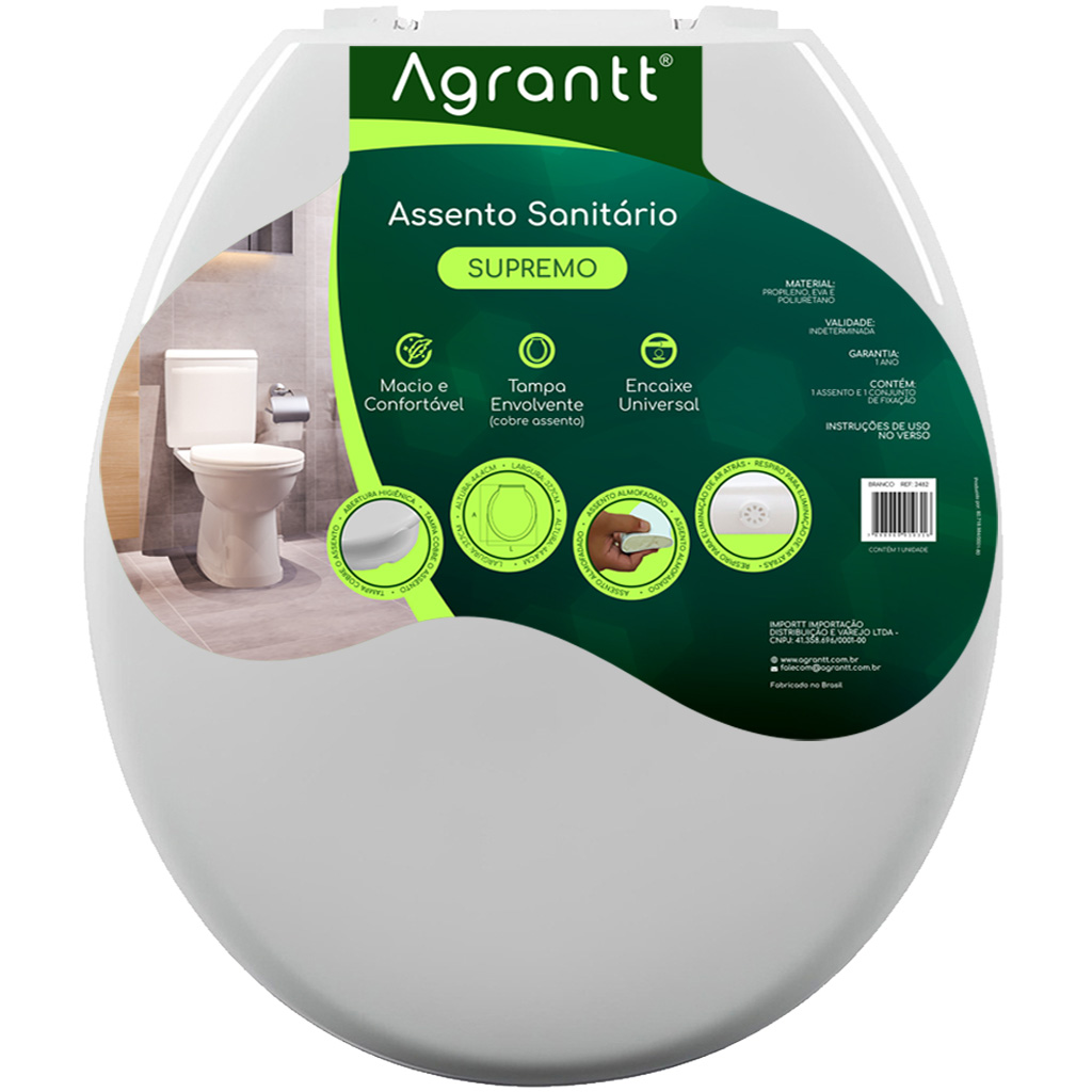 Assento Sanitário Supremo Oval Universal Almofadado