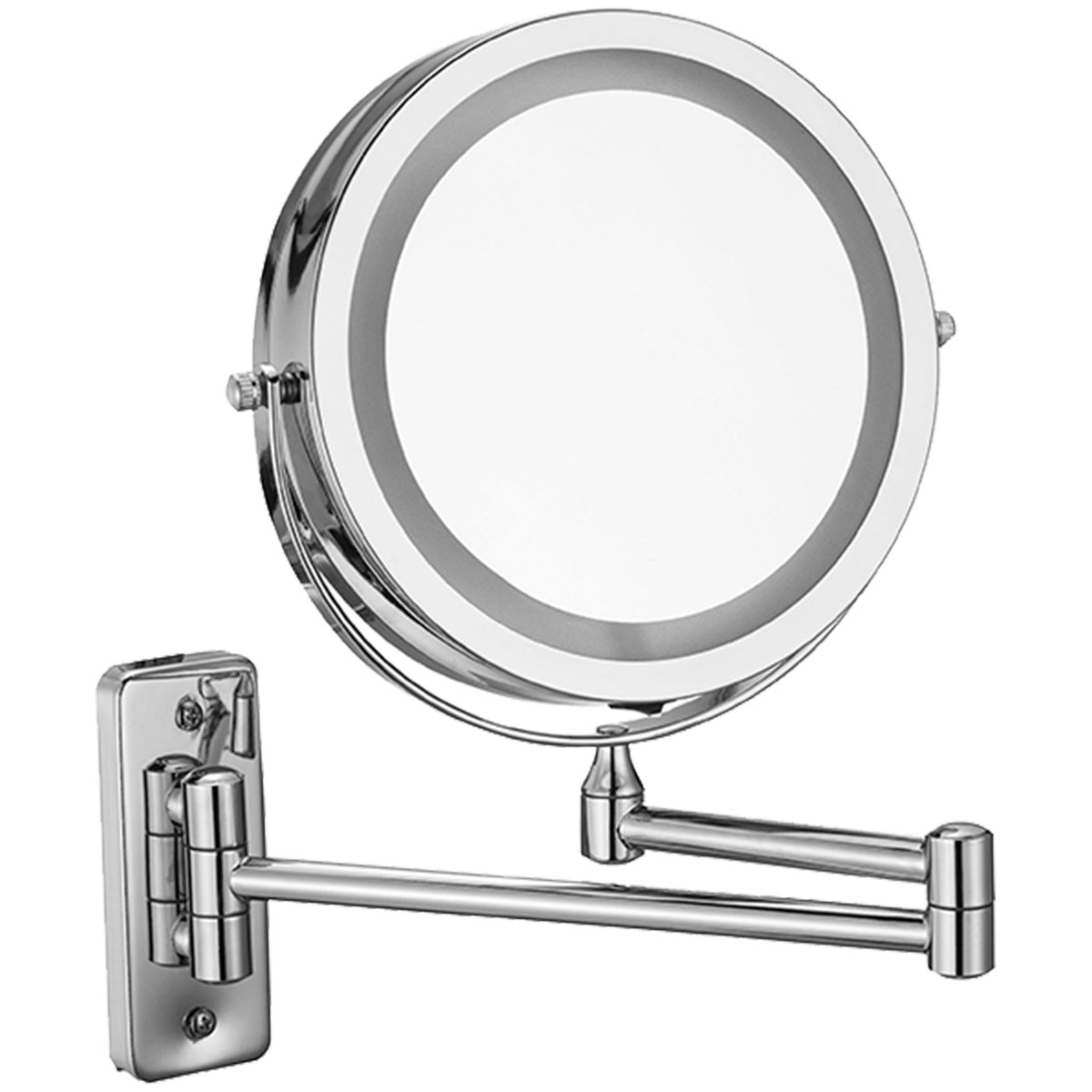 Espelho De Aumento Articulado 5x Dupla Face Com LED