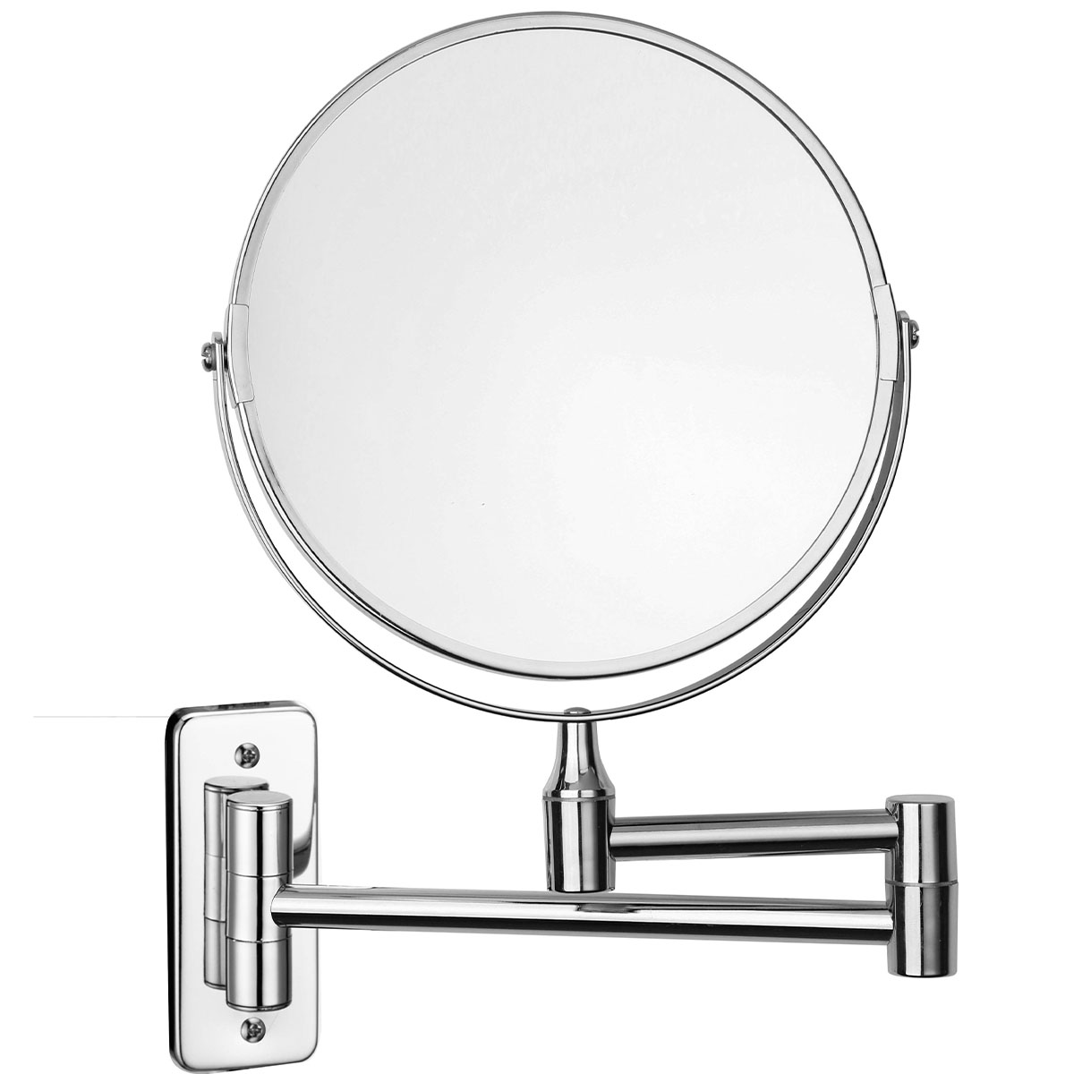Espelho De Aumento 3x Articulado Dupla Face Aço Inox
